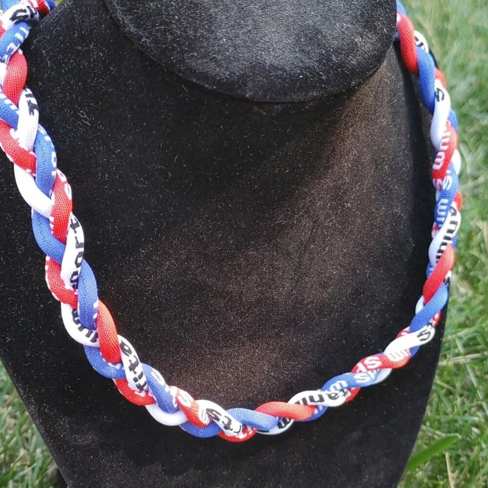 Titanium Sports Braided Baseball Necklace Softball Red White and Blue America